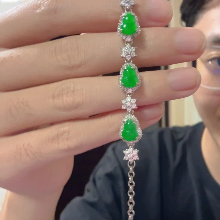 翡翠银S925镶嵌颈饰手链