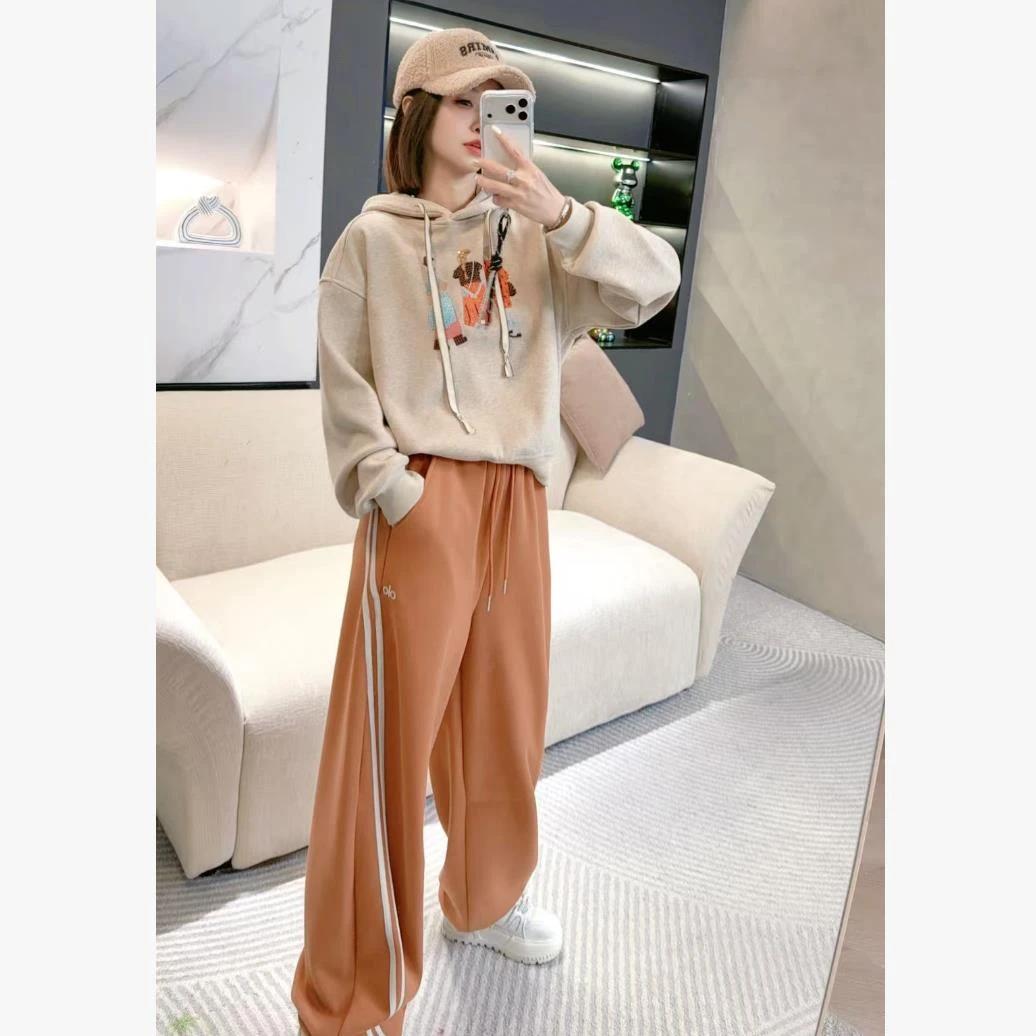 熙薇【风行轨迹】2025秋冬新款加绒设计师潮牌休闲卫裤H6256全色