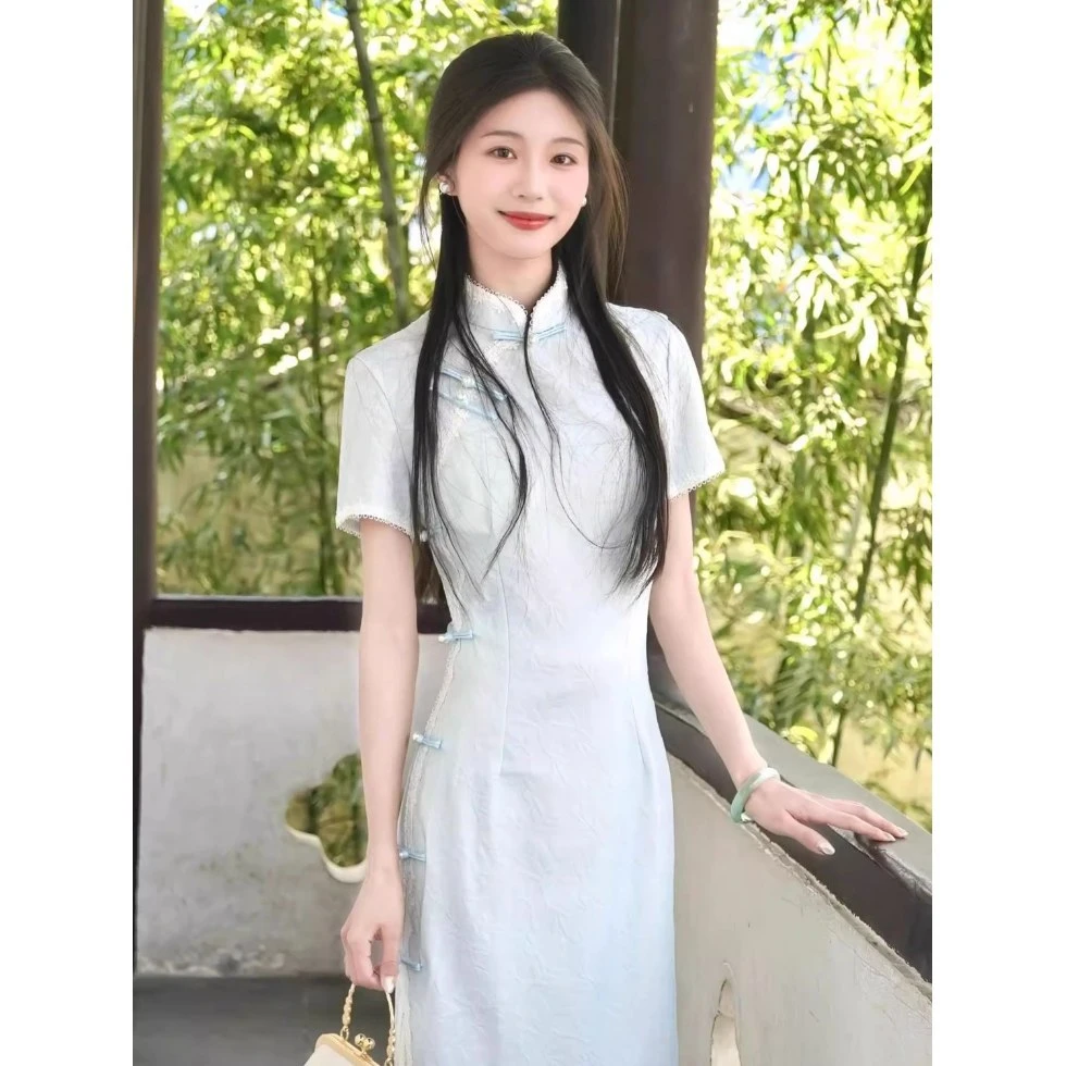 画报夫人原版旗袍网红爆款夏季新款改良新中式连衣裙轻款日常女裙