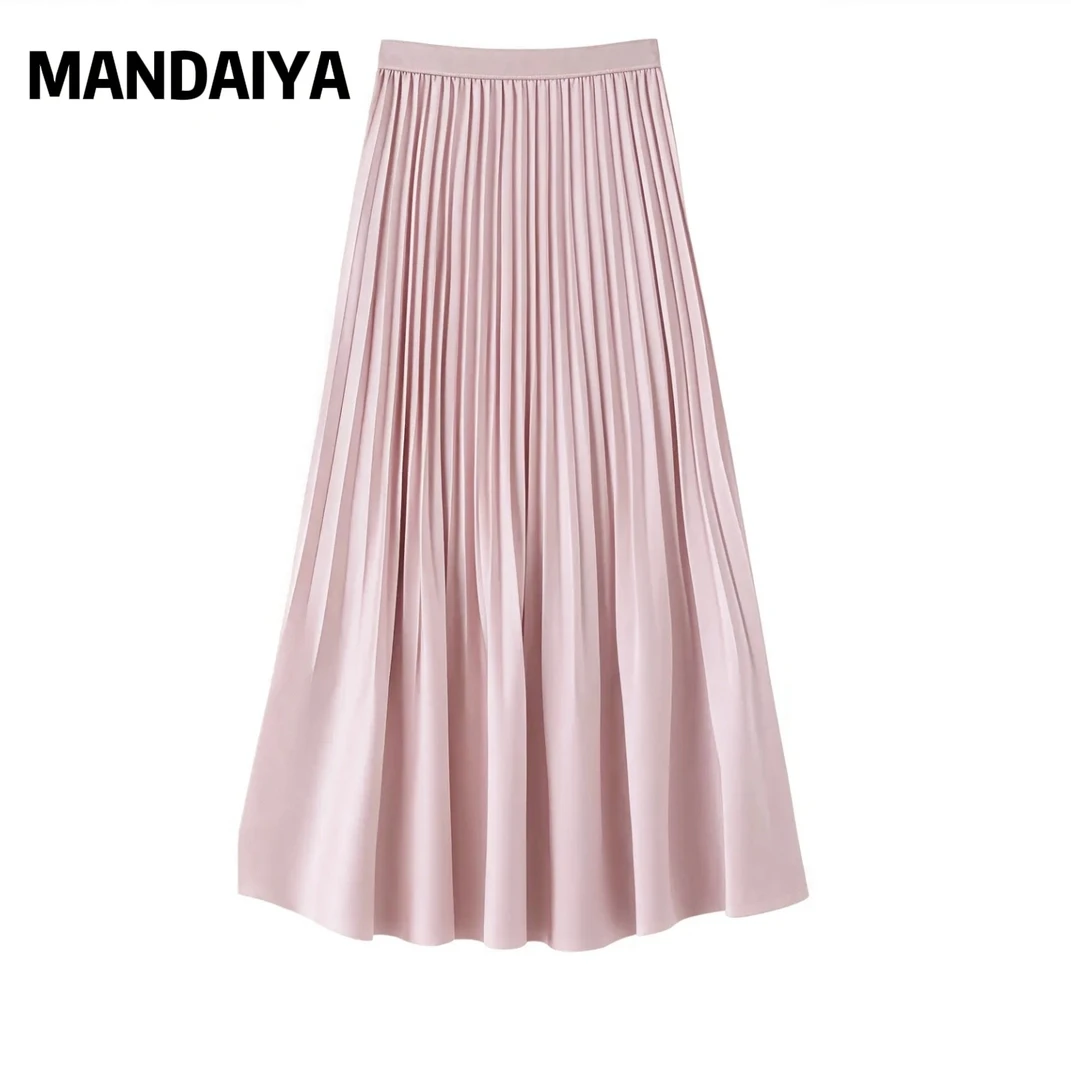 嫚黛雅  Designer 2025春夏季新款压褶半身裙遮胯显瘦a字大摆裙子