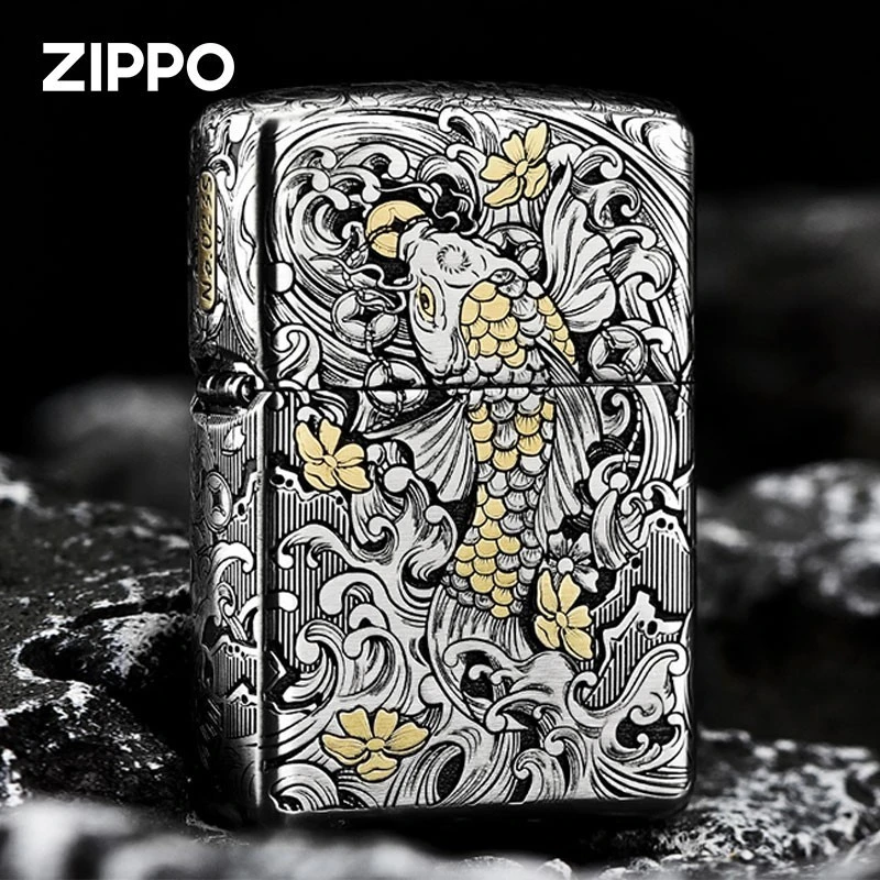 ZIPPO/之宝打火机错金银钢套壳达摩锦鲤DYJ1【小宇专属】