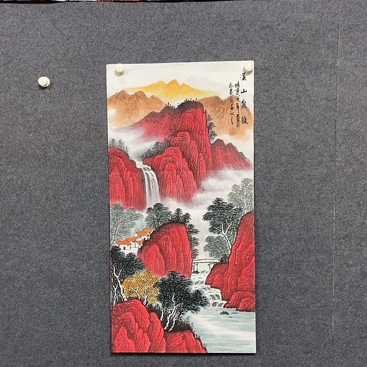 土***丝国画三尺山水一副