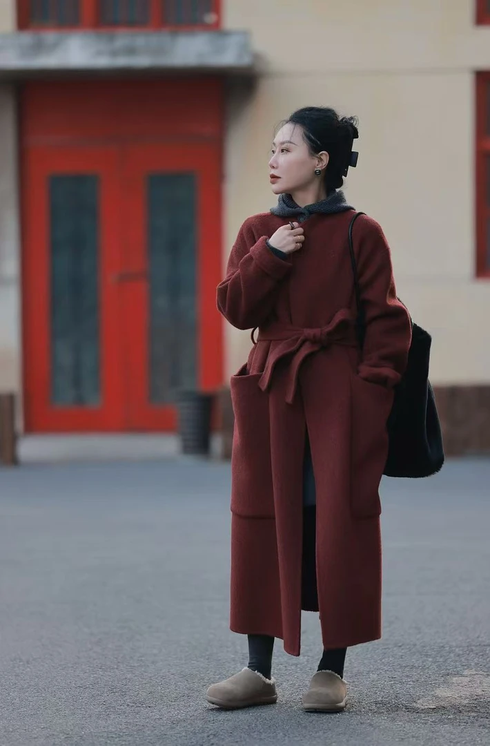 大口袋轻奢简约双面手工大衣