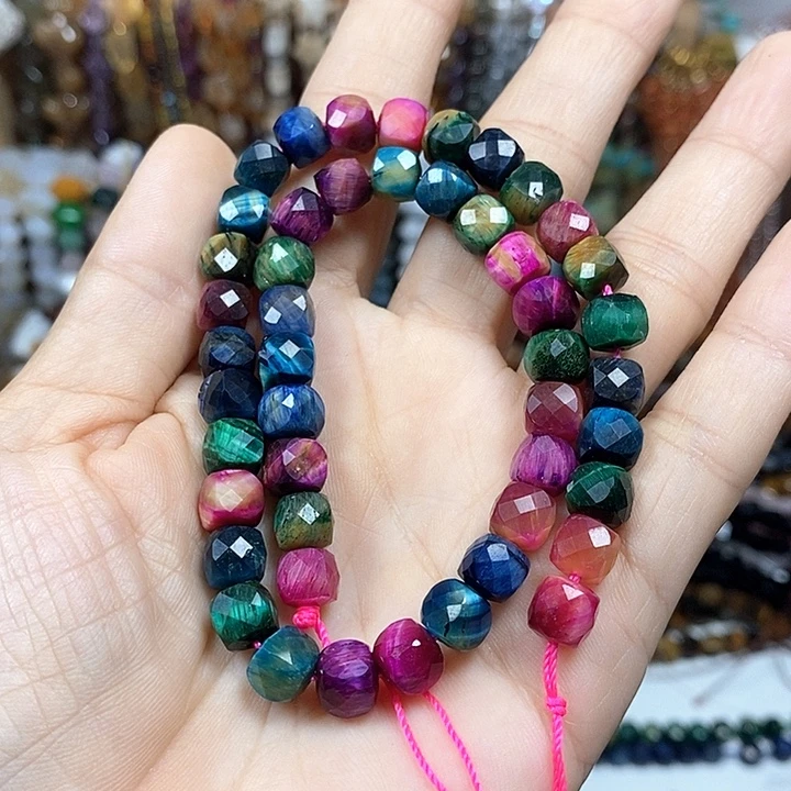 玛瑙/玉髓未镶嵌珠宝半成品多宝虎眼切面方糖卡7mm