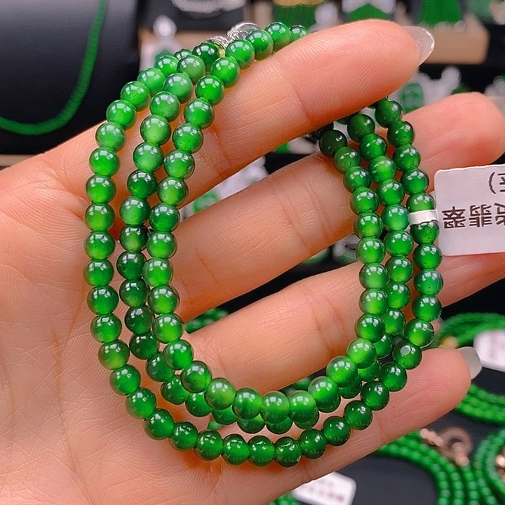 翡翠未镶嵌耳饰天然A货翡翠珠链卡5