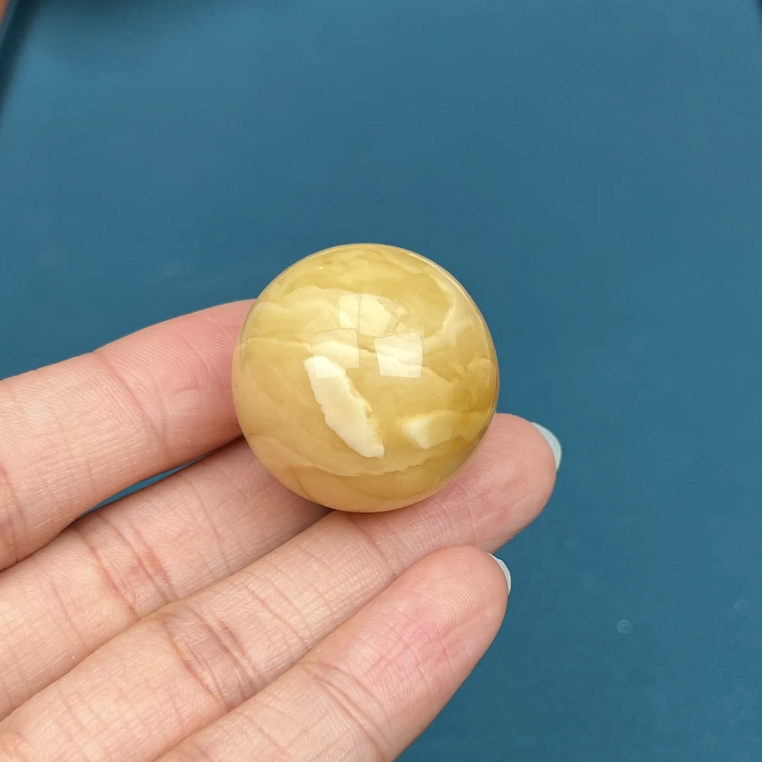 Y7323天然原矿蜜蜡圆珠26mm抖音基地质检发货