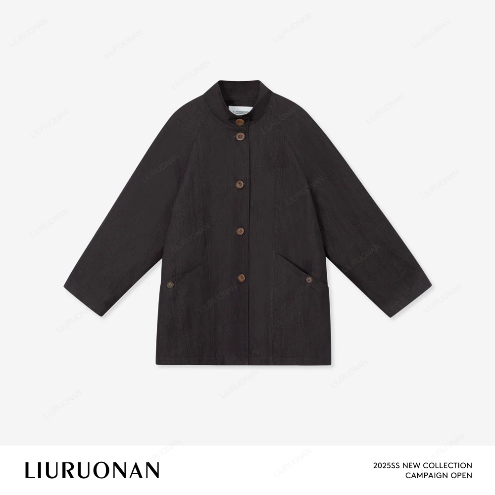 LIURUONAN 25SS 【509短款】牛仔绿风衣宽松调性款长袖廓形外套