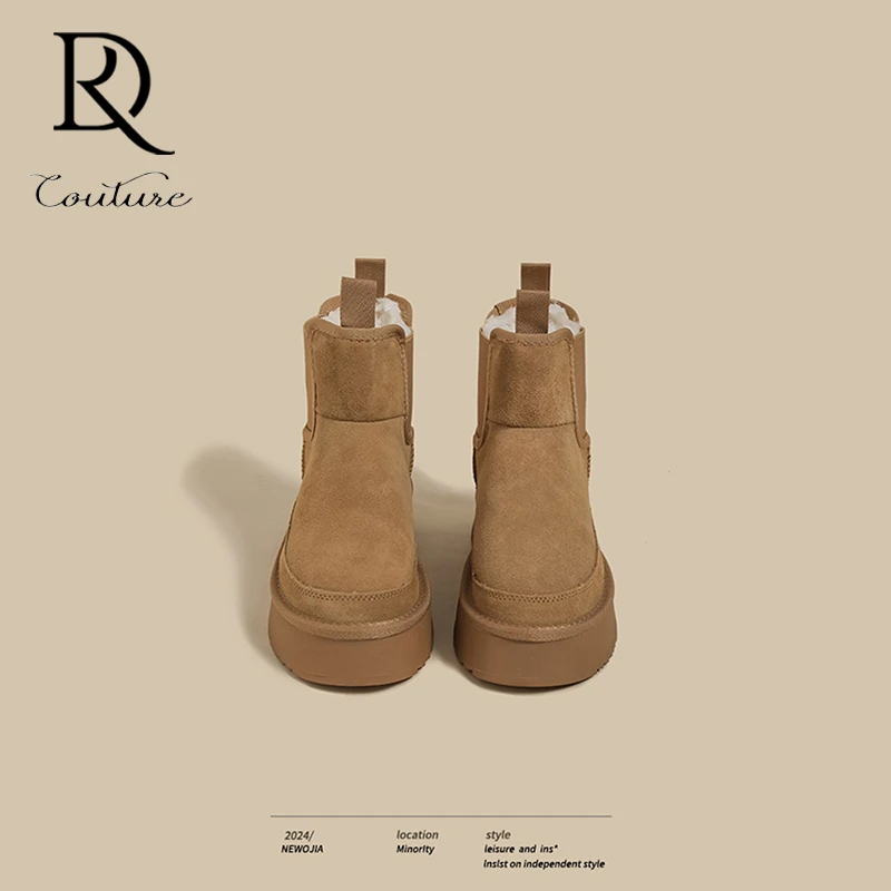 【DR官方正品】2025新款冬季加绒加厚皮毛一体短靴美拉德东北大棉鞋