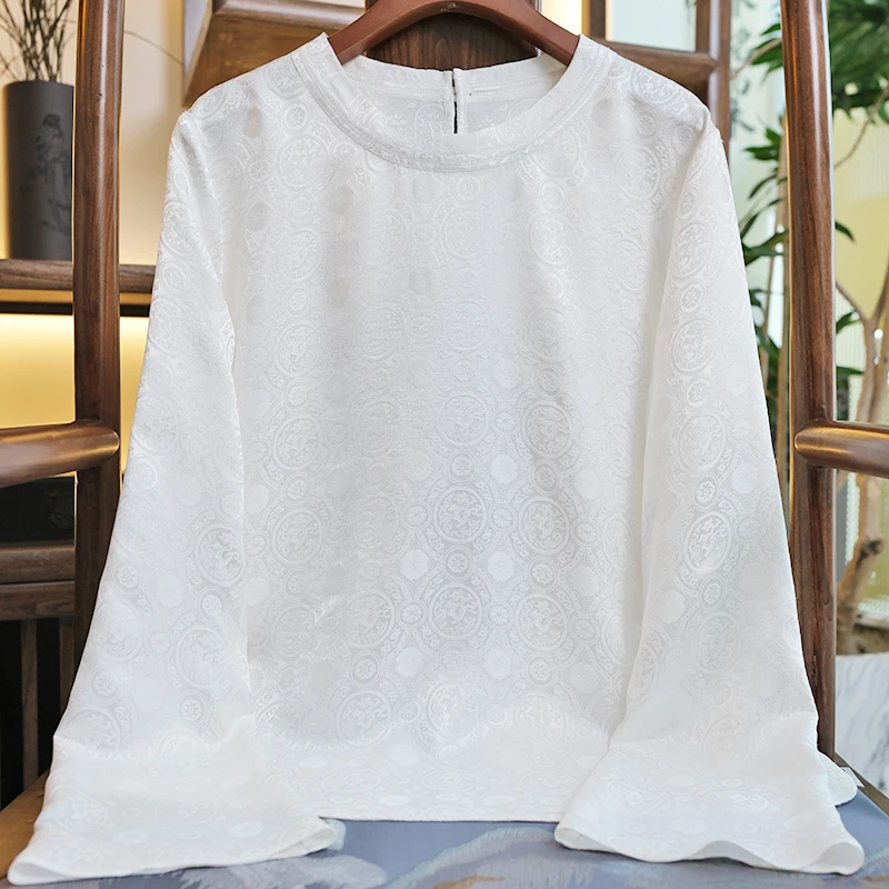 『梵尘』新中式桑蚕丝国风时尚提花上衣L1001
