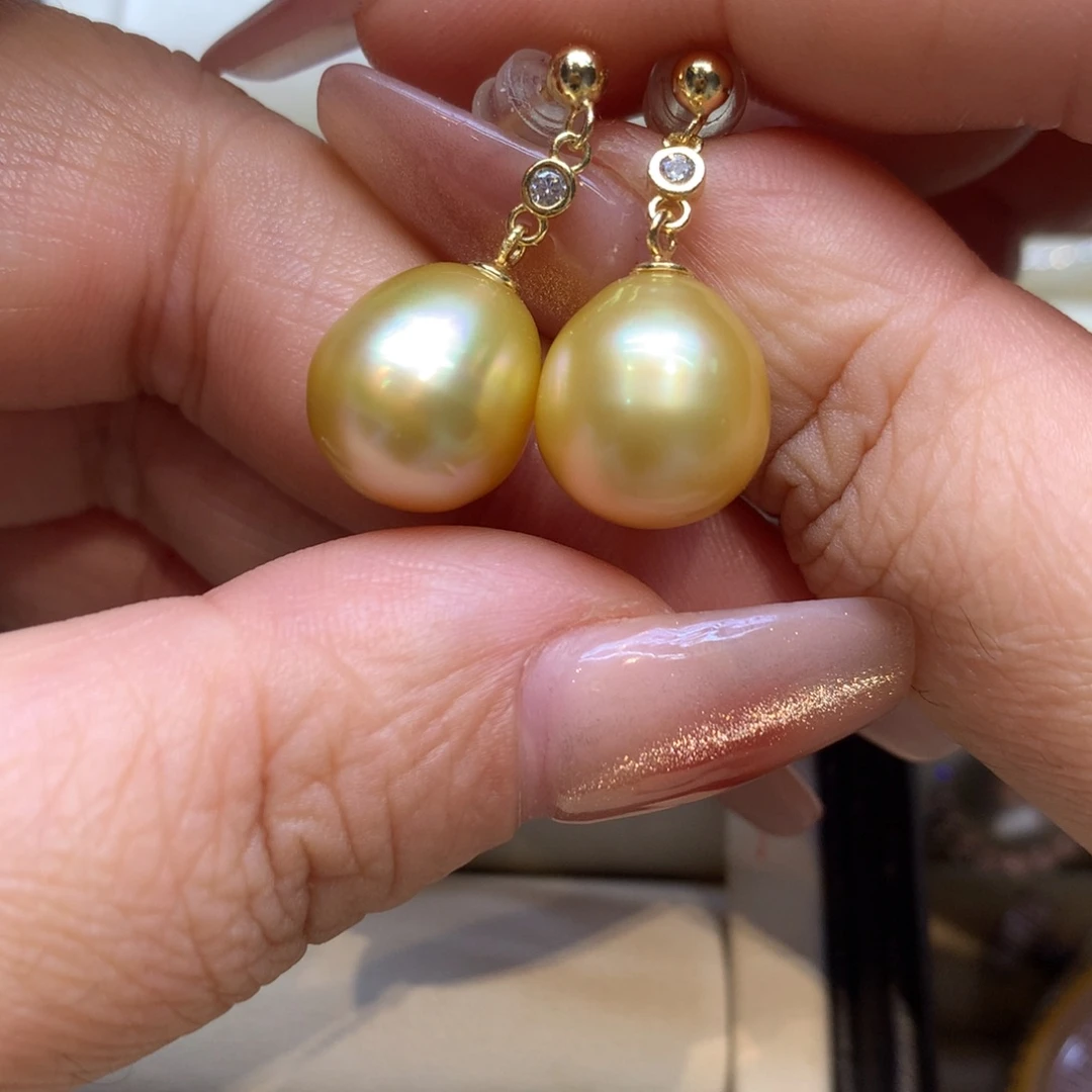 银S925镶嵌耳饰海水珍珠