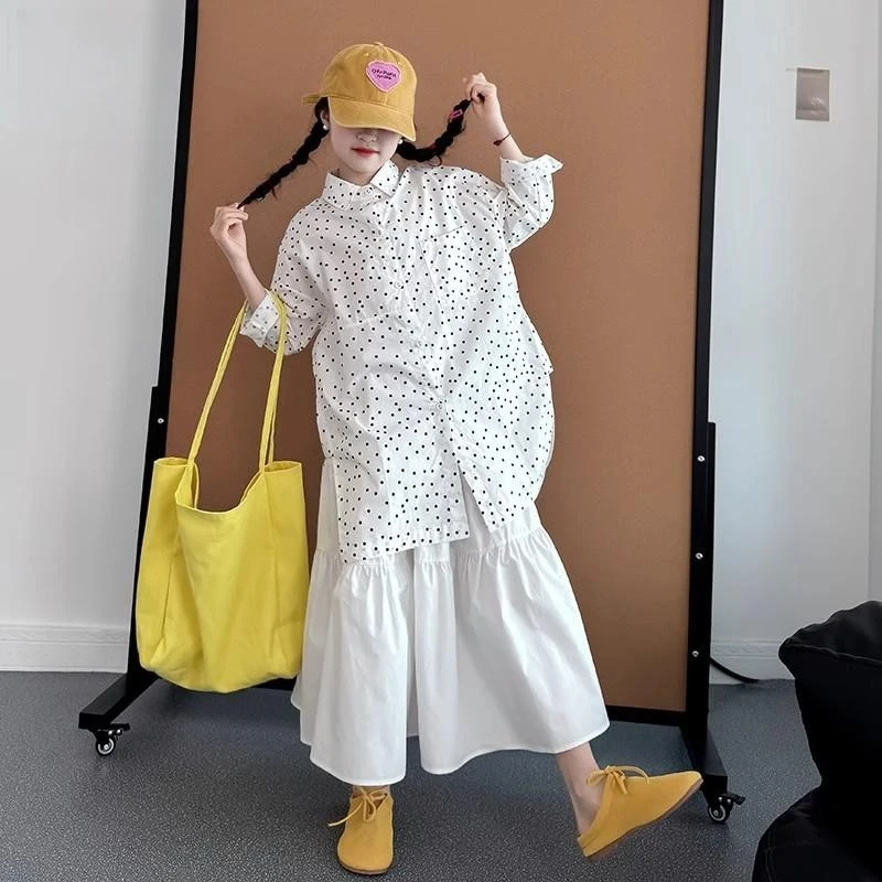 女童套装夏装2025新款儿童洋气衬衫裙子两件套中大童夏季薄款衣服