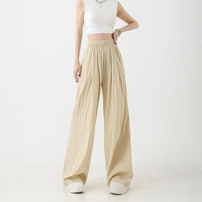 正版不缩水日系慵懒风山本裤女夏季薄款凉凉冰丝阔腿裤直筒拖地裤