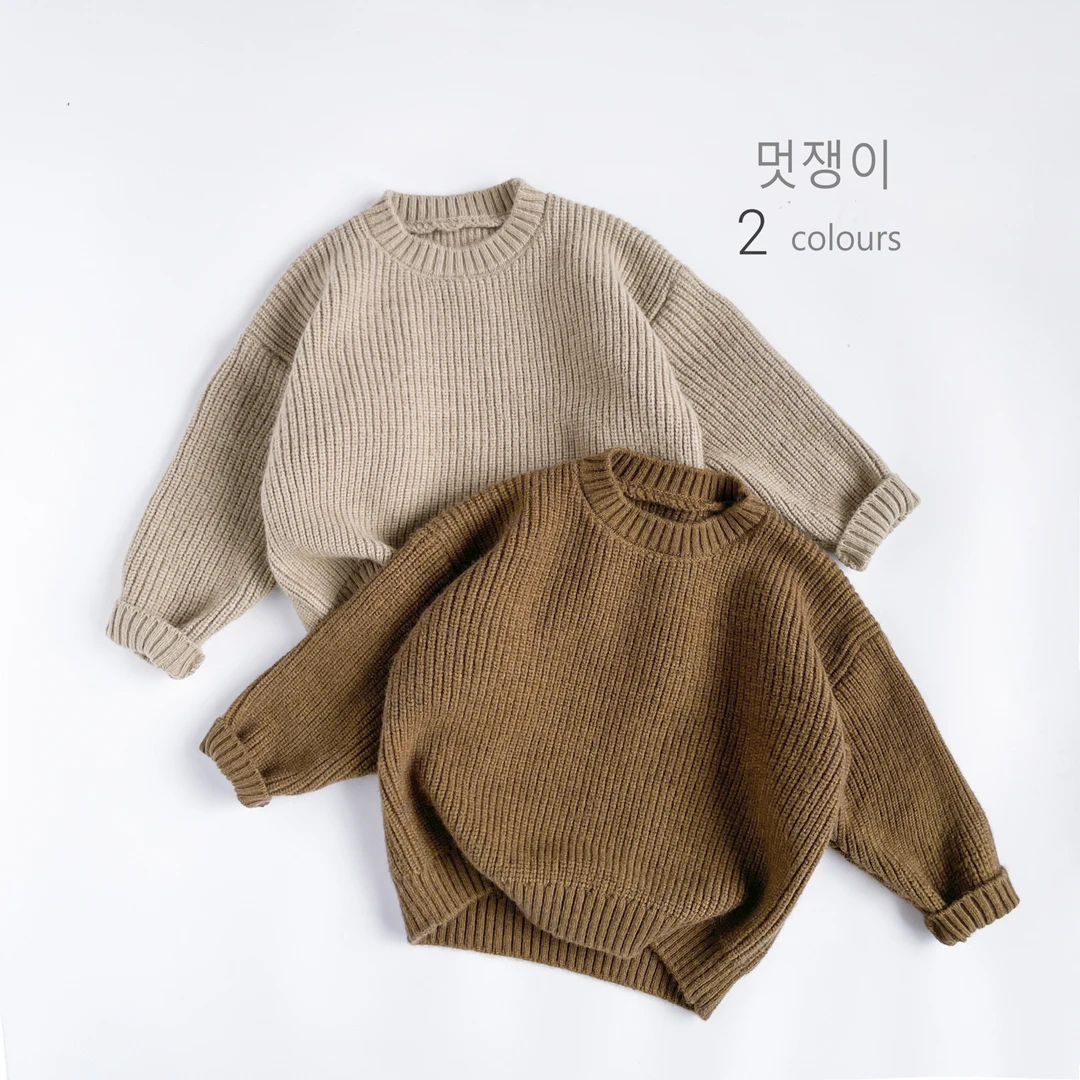 2025儿童加厚毛衣宝宝韩版百搭套头圆领秋冬长袖