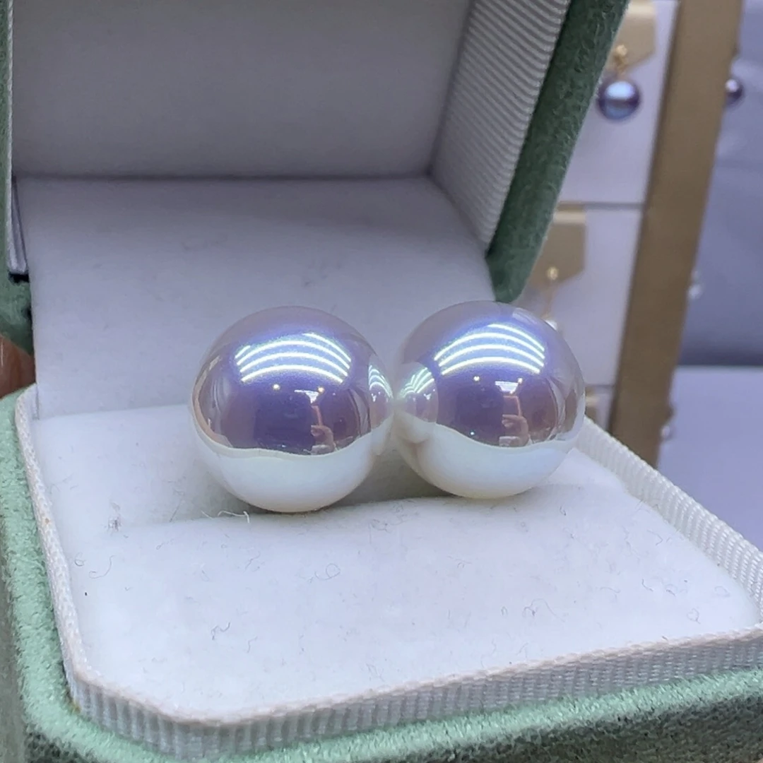 淡水珍珠银S925镶嵌耳饰