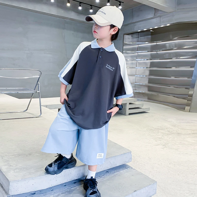 【高质量】男童套装儿童夏季两件套中大童POLO衫套装韩版宽松两件套
