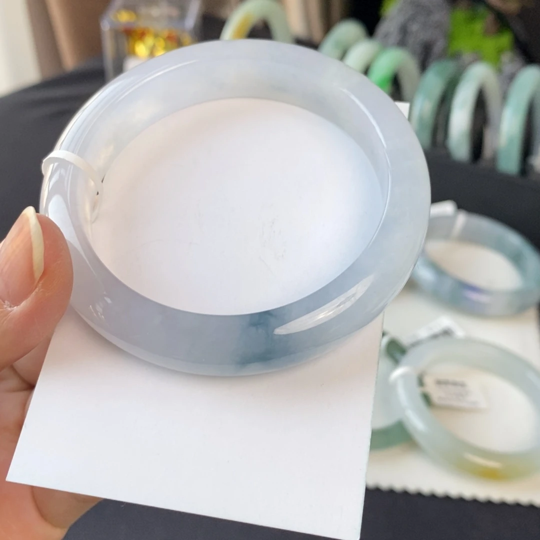 翡翠未镶嵌手镯蓝花56.6