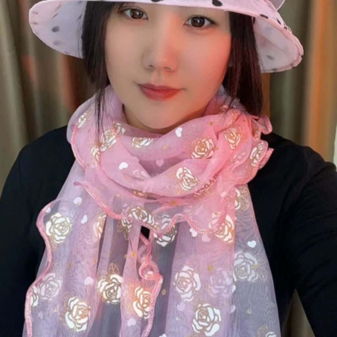 炫彩玫瑰花围巾护颈护脖丝巾
