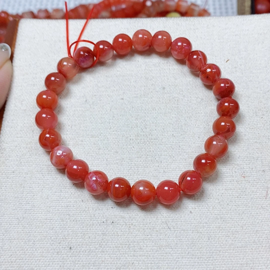 南红玛瑙手串未镶嵌卡8冰飘花