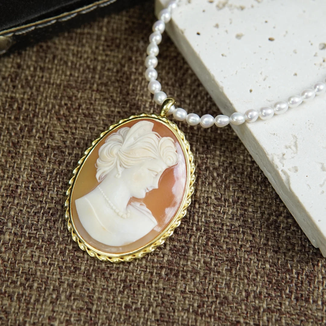 铜合金吊坠 翡冷翠吊坠  卡梅奥珠珠链 S206