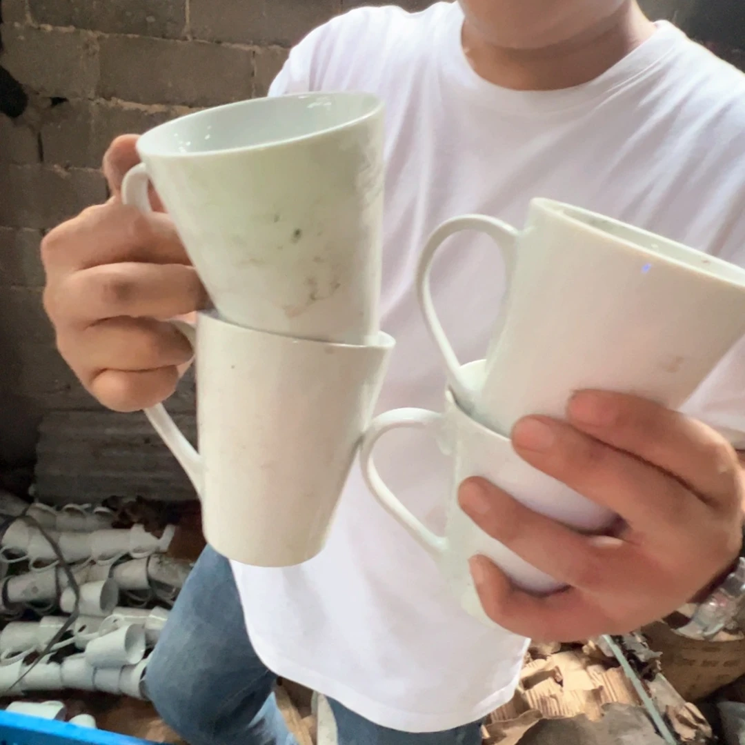 瓷片景德镇白胎马克杯4个