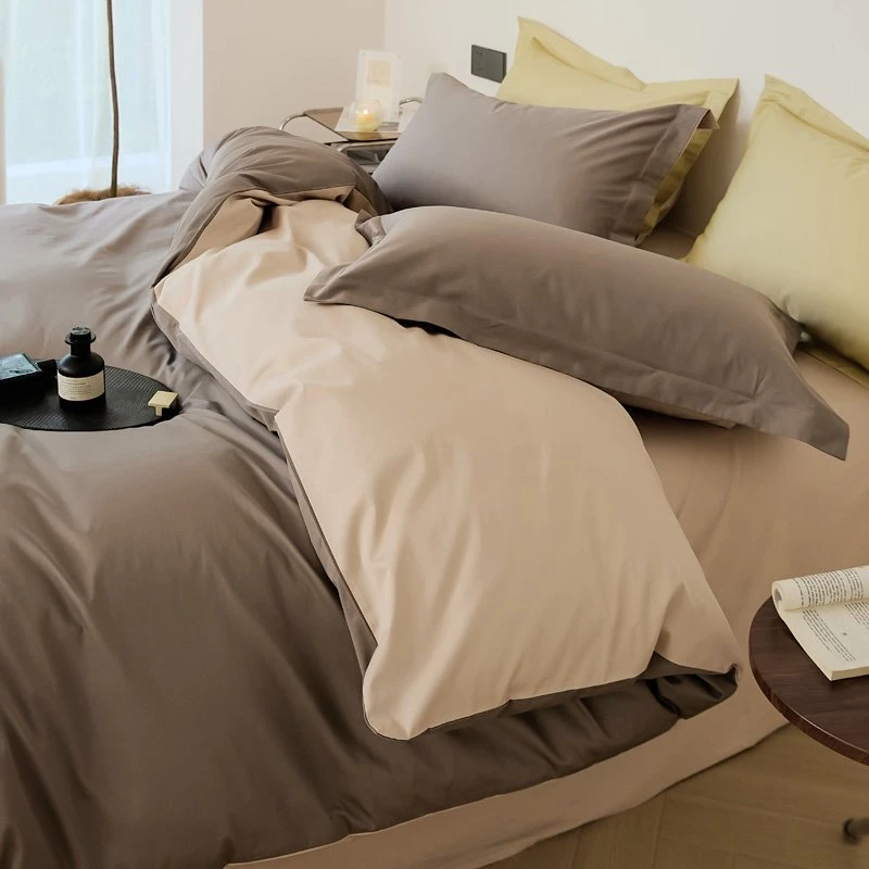 100S新疆长绒棉全棉纯色四件套轻奢高级感纯棉床单被套三件套床品