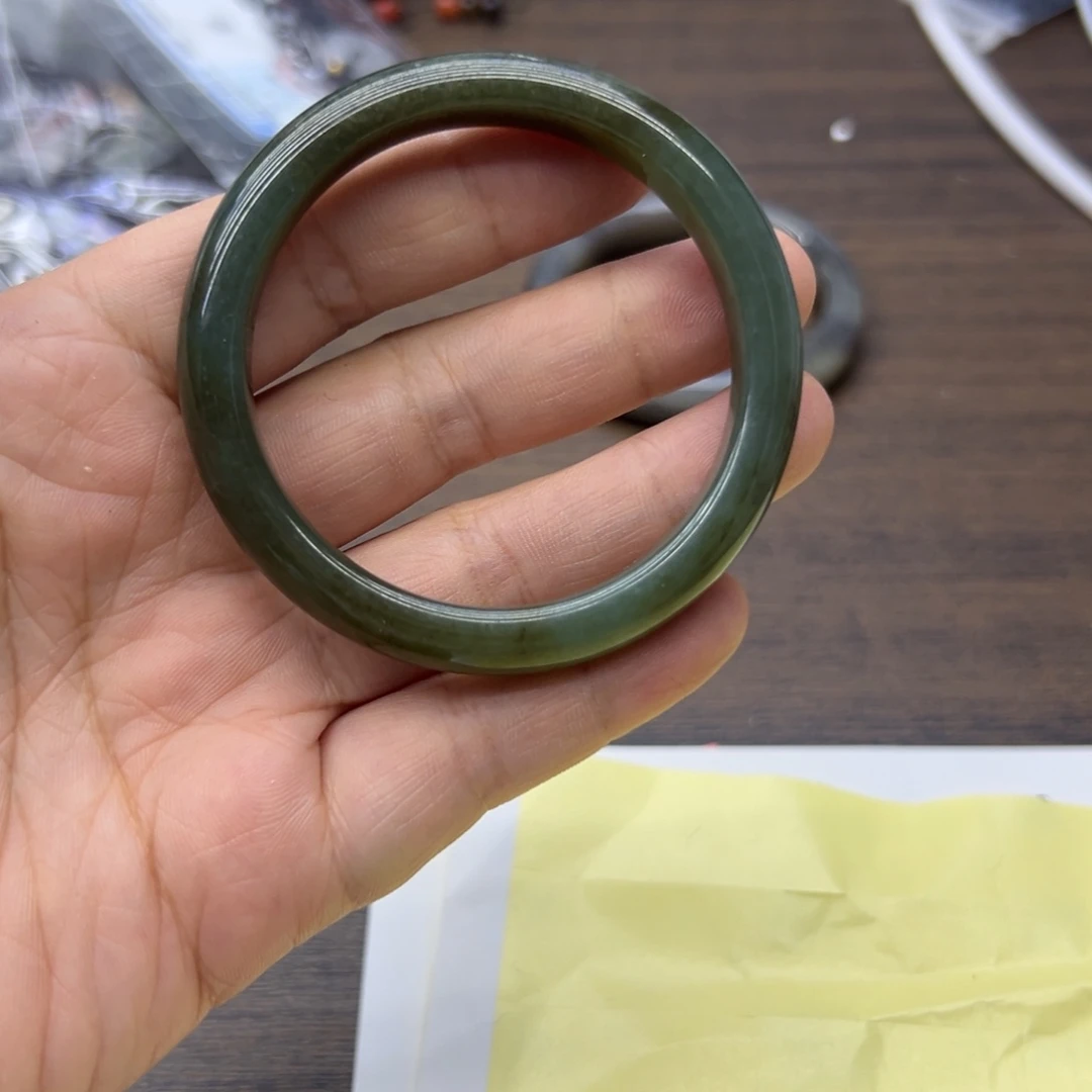 和田玉未镶嵌手镯52.7圈围768