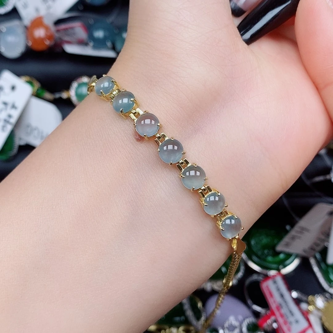 翡翠戒指银S925镶嵌手链