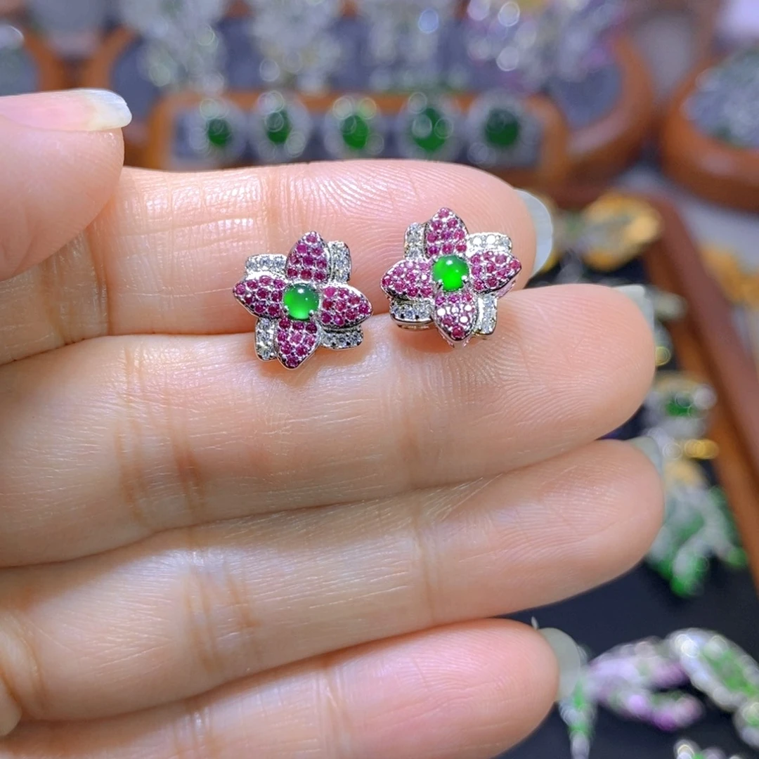 翡翠颈饰银S925镶嵌天然翡翠