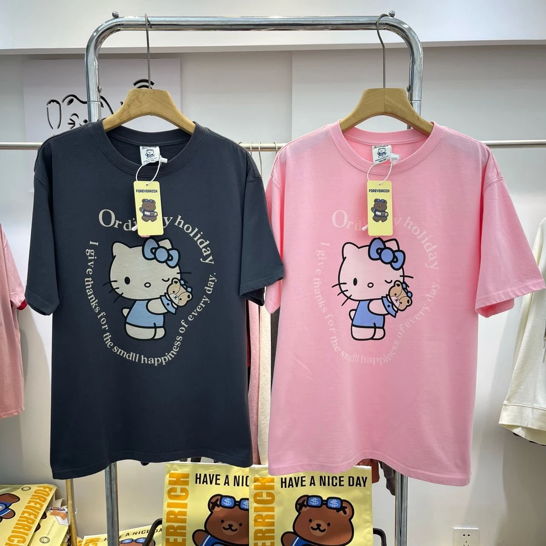 0448【夏季新款】胸前hello kitty图案圆领短袖（2459）