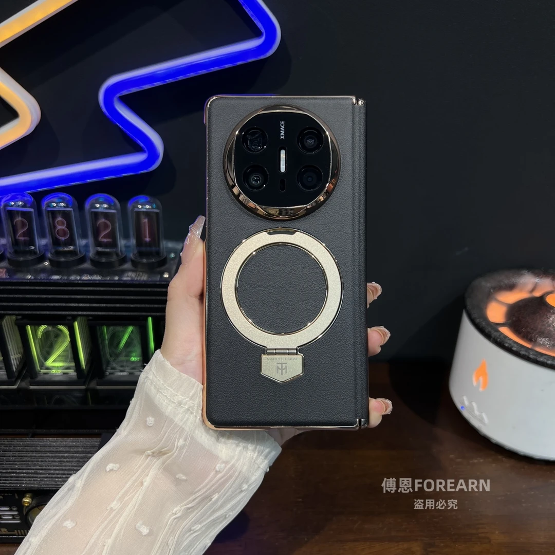 适用于华为matex6手机壳折叠屏matex5真皮保护套x3支架磁吸男女