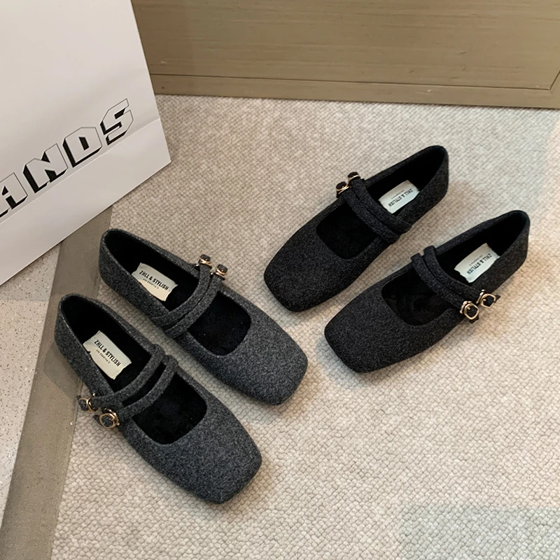 新款百搭0752-5保暖加绒棉鞋女冬外穿平底毛毛鞋前掌加宽大码女鞋