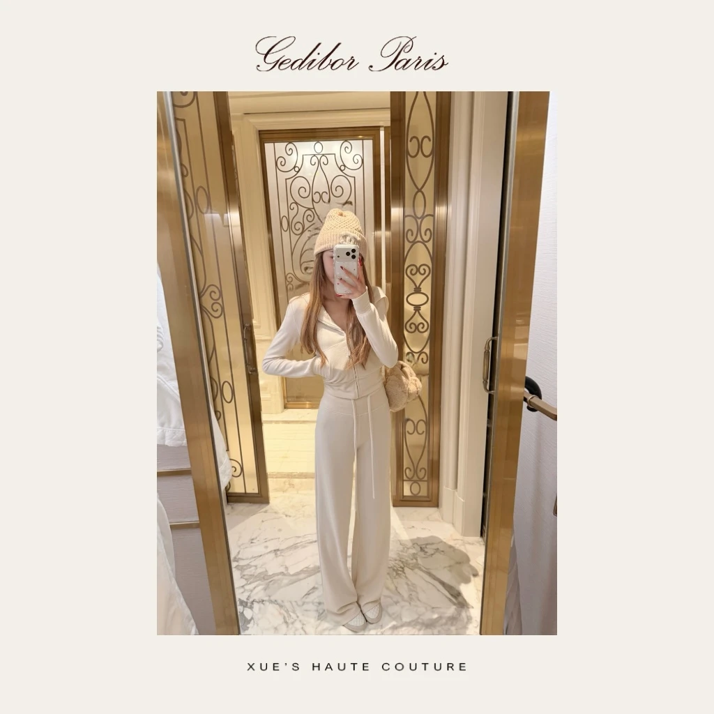 XUEXUE丨350克双面德绒连帽高腰抽绳裤时尚套装GD25-TZ814