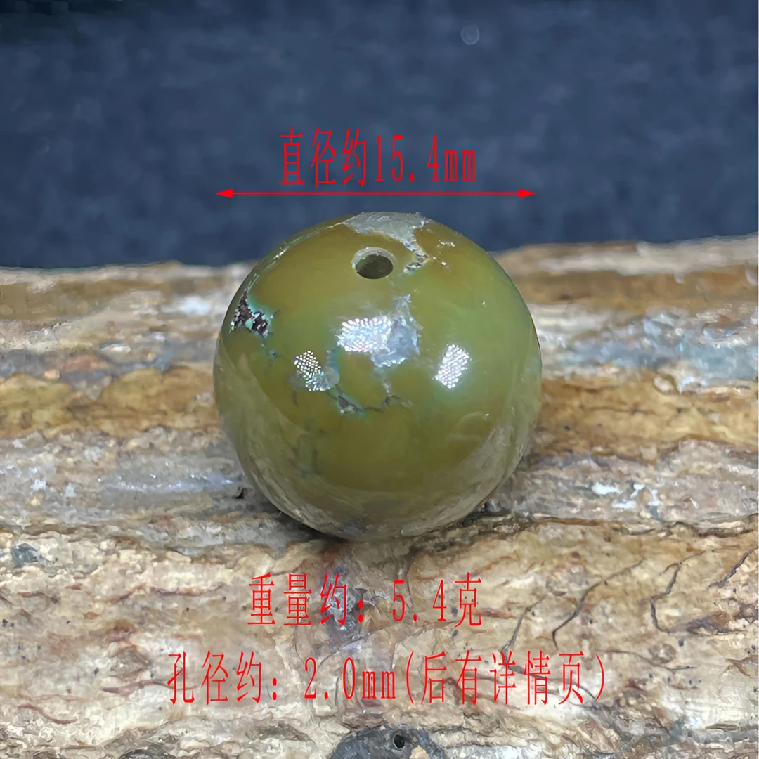 保真正品天然原矿高瓷老军绿正圆绿松石单珠珠子珠珠圆珠隔珠配珠