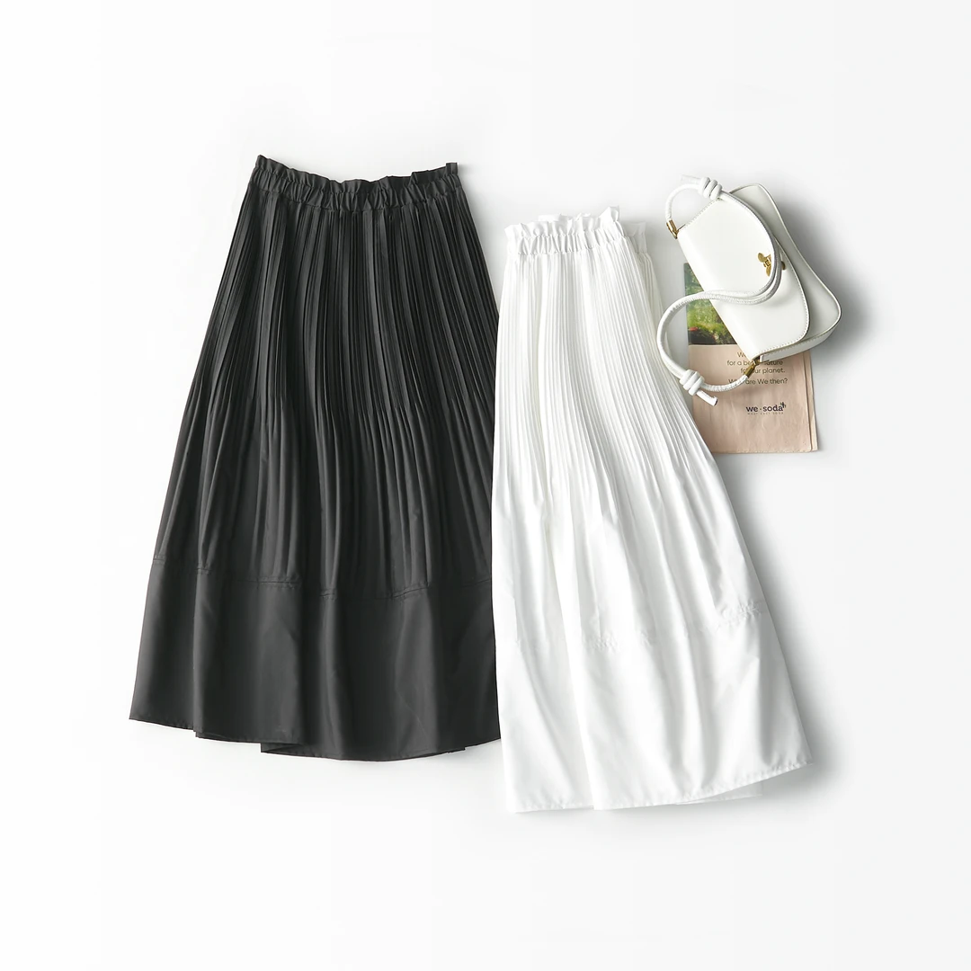 【井上青】JINGSHANG设计师品牌白色赫本风压皱伞裙SS2505