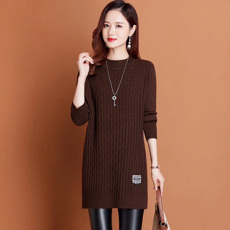 中长款女士2025春秋新款爆款慵懒风洋气时尚百搭妈妈装针织毛衣裙