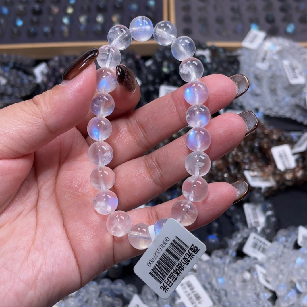 月光石手链未镶嵌蓝月光手链9mm