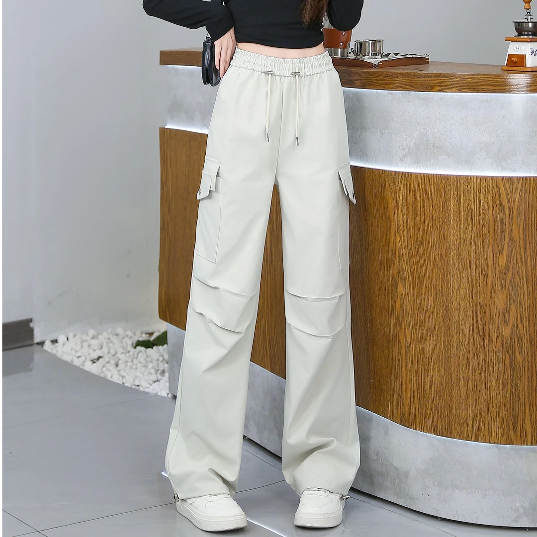 1801H私人定制一裤两穿阔腿工装裤春季显瘦宽松束脚运动休闲裤子