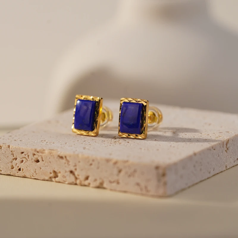 【聚水生才】青金石耳钉 （天然珠宝多样性发其一）