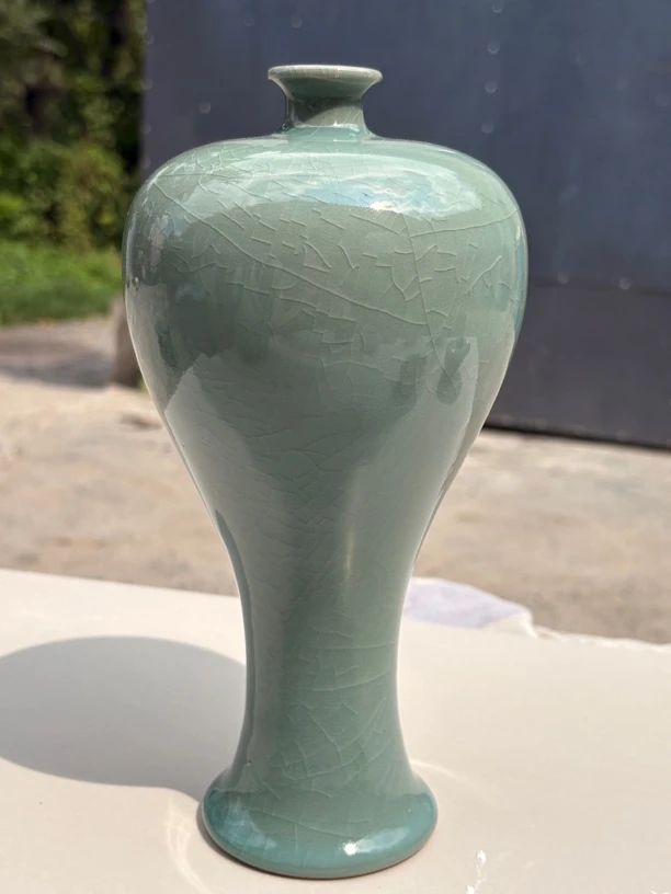 仿古瓷 汝瓷梅瓶纯手工制作 开片如冰层次感十足