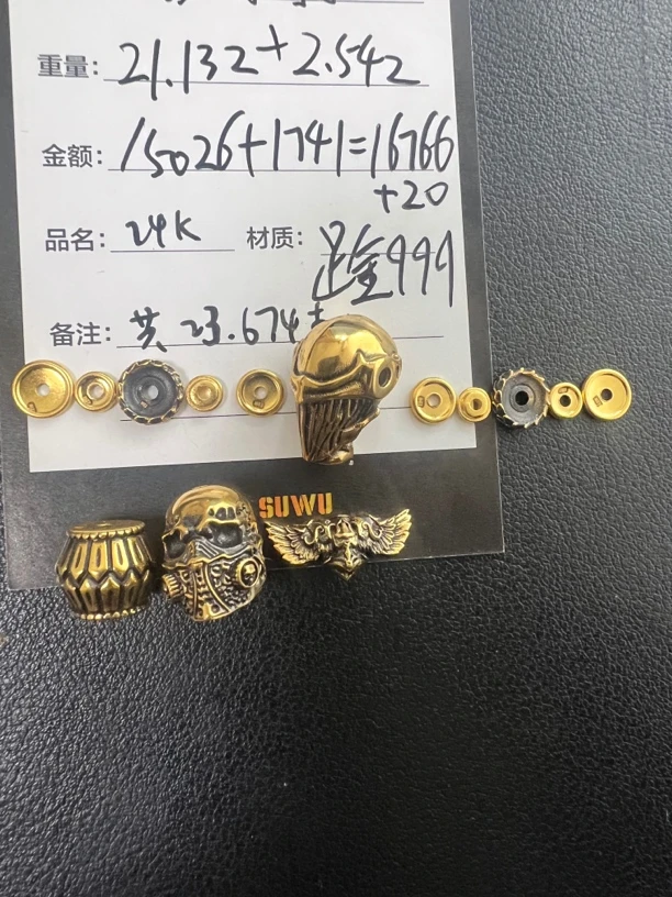 足金电黑三通万能轴足金999文玩配饰