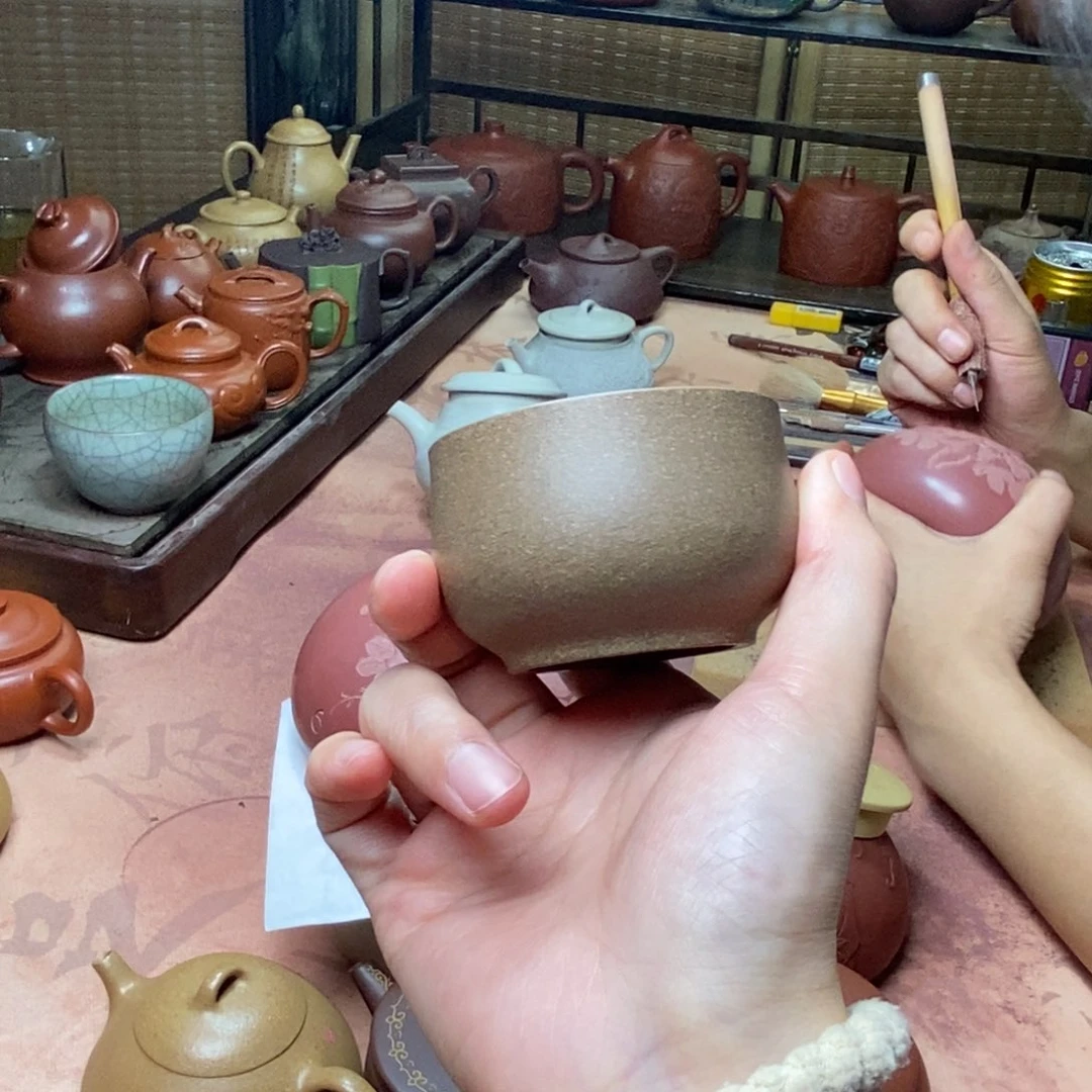 H***1茶壶紫砂蟹壳青手工杯