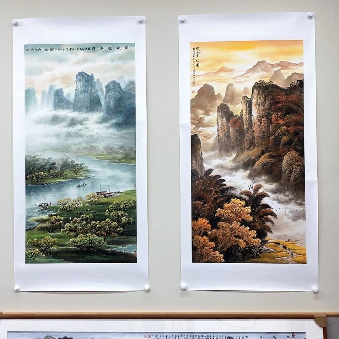 識***国画周顺良四尺精品佳作X2