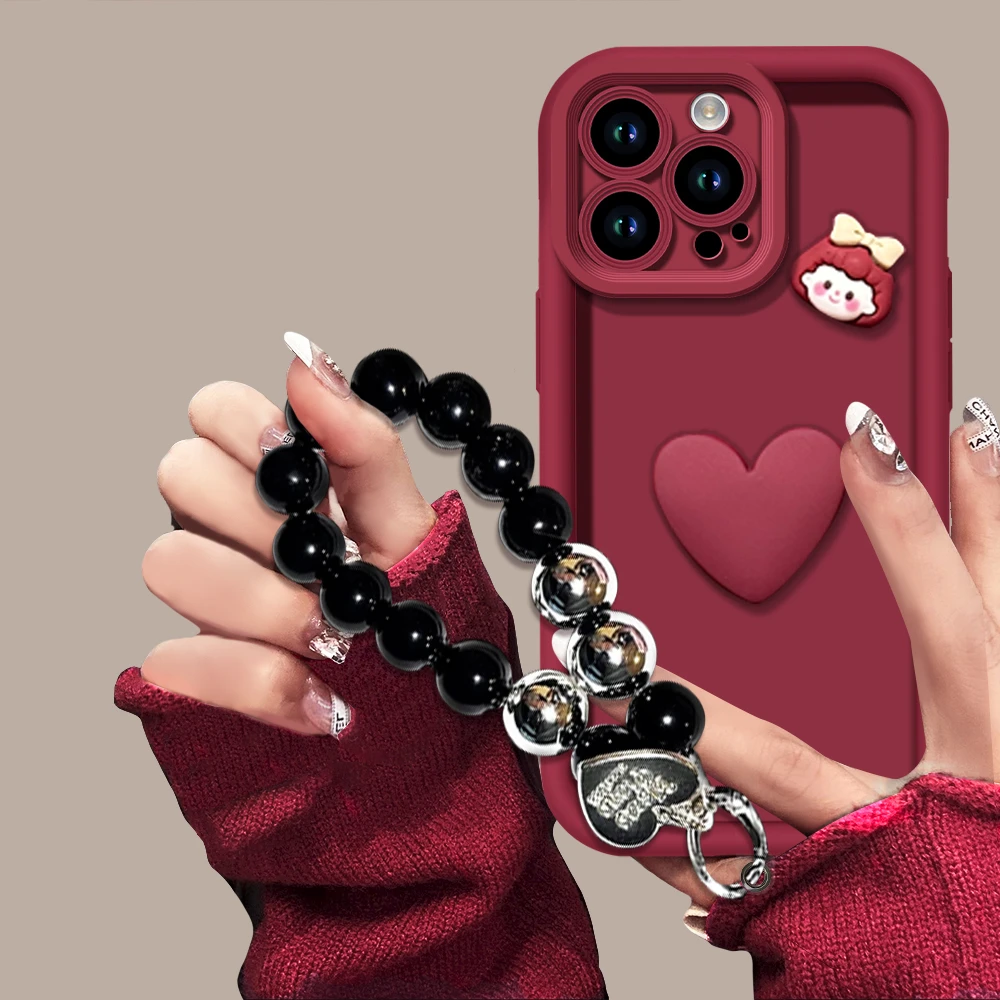 爱心女孩适用于苹果13pro/17pro华为vivoppo小米天眼阶梯手机壳女