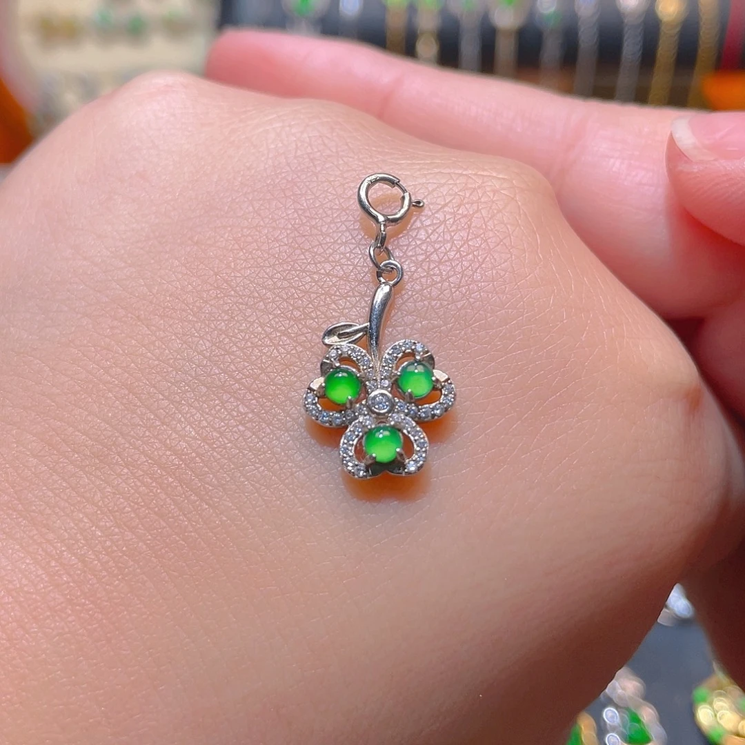 翡翠银S925镶嵌吊坠(不含链)