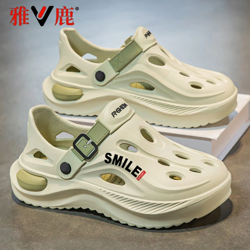 雅鹿洞洞鞋男款夏季外穿防滑运动厚底踩屎感沙滩漂流涉水溯溪凉鞋