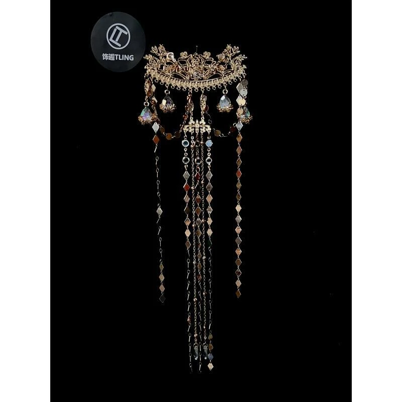 【流光】后压饰逅家原创锆石长流苏一字夹波光发饰发夹