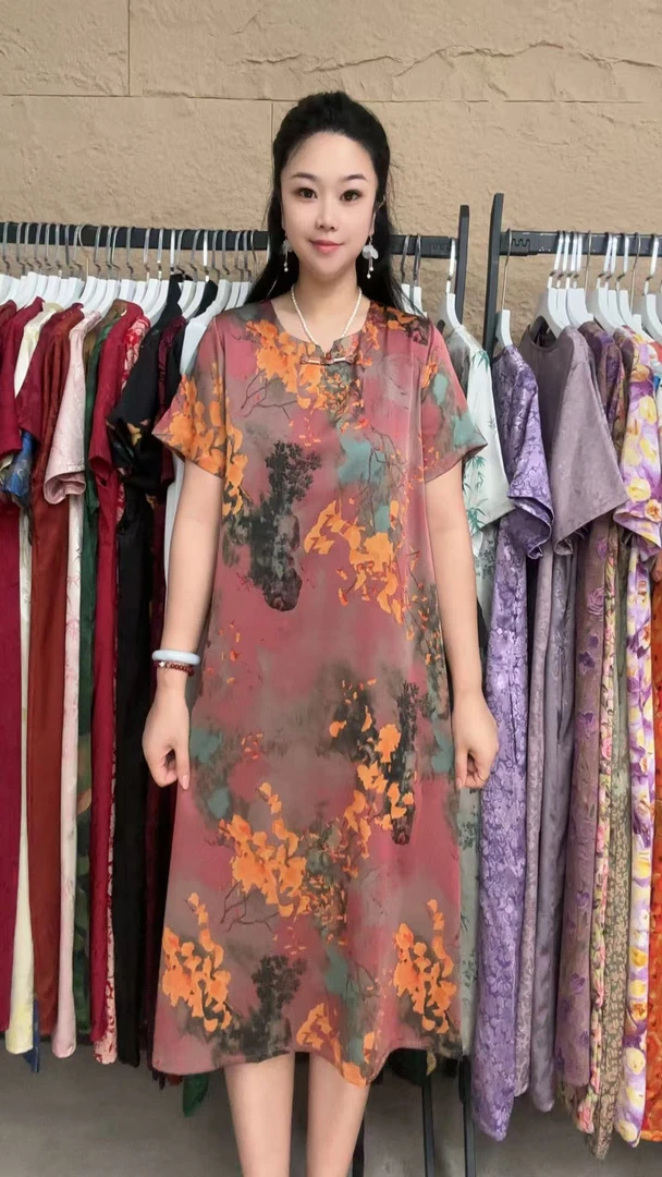 7（8868）盘口气质中长款夏季时时尚连衣裙百搭遮肉裙子