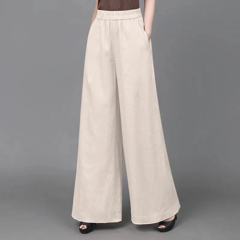 【4235人收藏】棉麻阔腿裤夏季新款长裤女2024宽松棉麻女裤垂感高腰