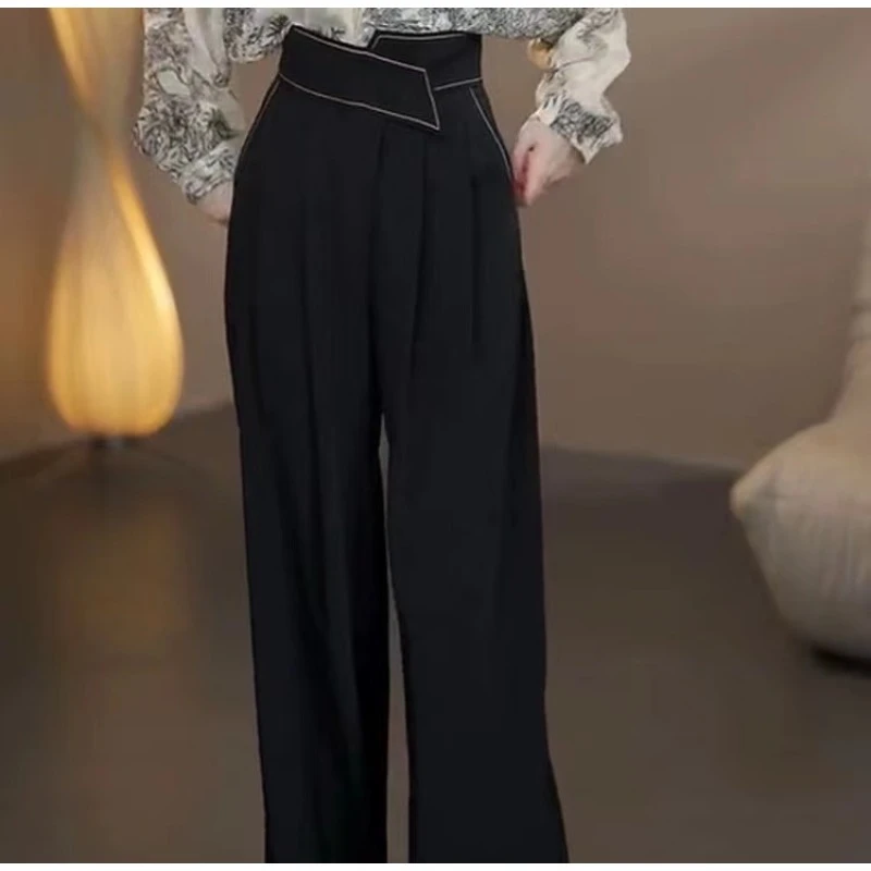 XG940款高腰阔腿女新款宽松型直筒裤时尚气质显瘦休闲轻奢百搭