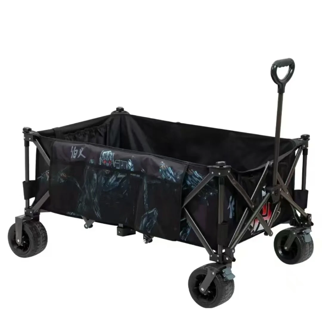 【伯义】新款铝合金加厚超大款钓鱼战车户外露营黑坑专用可折叠推车